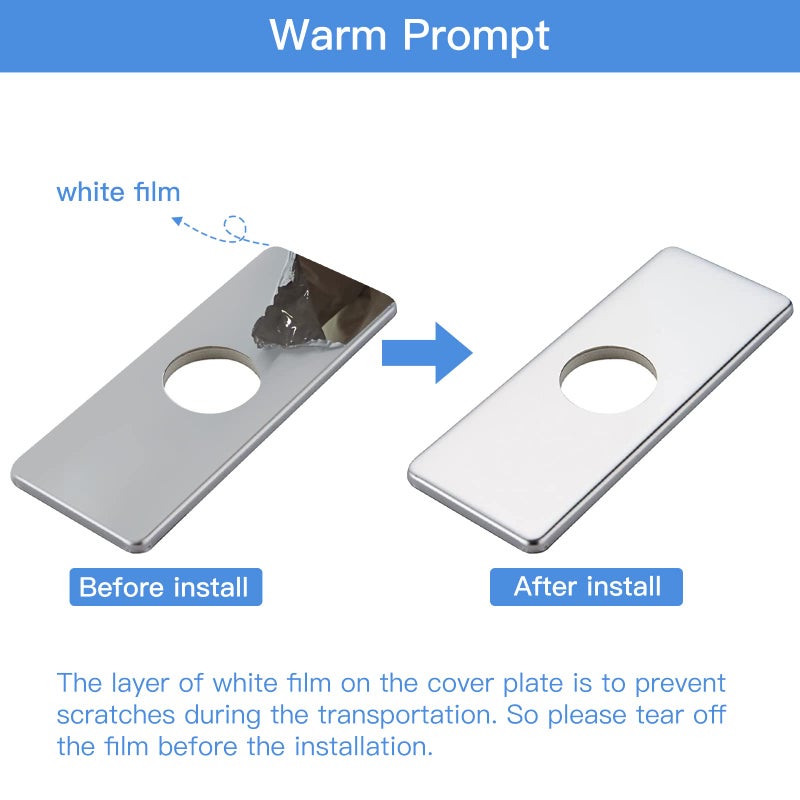 BWE 6" Sink Hole Cover Chrome for Bathroom Vanity Sink 1 Hole or 4 Inch 3 Holes Centerset Sink Stainless Steel Deck Plate Escutcheon Modern Cover Cap - Image 4